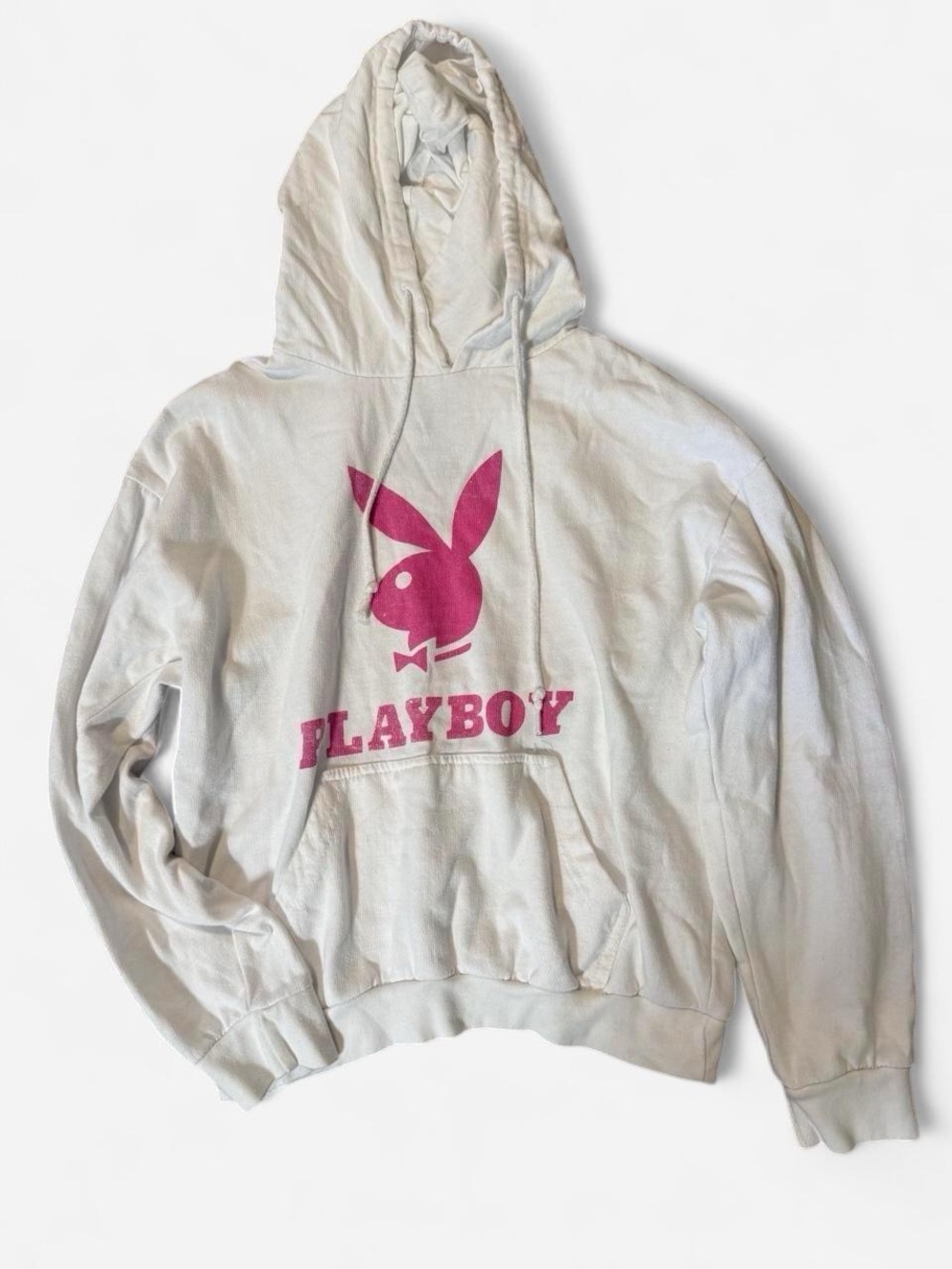 PLAYBOY White Hoodie with Pink Bunny Logo